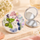Anupam Green Butterfly Garden Glitter Round Pocket Mirror, Folding Dual Mirror for Handbag, Makeup & Travel, image 1