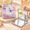 Anupam Pastel Butterfly & Blossom Square Glitter Pocket Mirror, Folding Dual Mirror for Handbag, Makeup & Travel, image 1