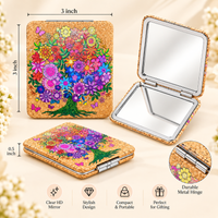 Anupam Vibrant Floral Bouquet Cork Finish Pocket Mirror, Folding Dual Mirror for Handbag, Makeup & Travel, image 5