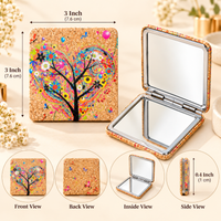 Anupam Heart Tree of Life Cork Finish Pocket Mirror, Folding Dual Mirror for Handbag, Makeup & Travel, image 2