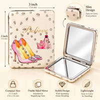 Anupam Pastel High Heel Fashion Print Pocket Mirror, Folding Dual Mirror for Handbag, Makeup & Travel, image 3