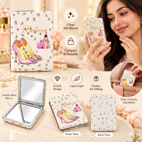 Anupam Pastel High Heel Fashion Print Pocket Mirror, Folding Dual Mirror for Handbag, Makeup & Travel, image 4