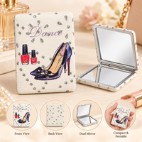 Anupam Navy High Heel & Makeup Fashion Print Pocket Mirror, Folding Dual Mirror for Handbag, Makeup & Travel, image 1