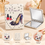 Anupam Navy High Heel & Makeup Fashion Print Pocket Mirror, Folding Dual Mirror for Handbag, Makeup & Travel, image 1