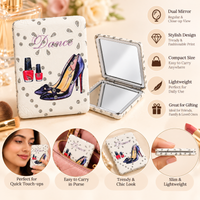Anupam Navy High Heel & Makeup Fashion Print Pocket Mirror, Folding Dual Mirror for Handbag, Makeup & Travel, image 2