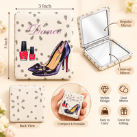 Anupam Navy High Heel & Makeup Fashion Print Pocket Mirror, Folding Dual Mirror for Handbag, Makeup & Travel, image 4