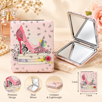 Anupam Pink High Heel & Makeup Fashion Print Pocket Mirror, Folding Dual Mirror for Handbag, Makeup & Travel, image 4