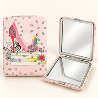 Anupam Pink High Heel & Makeup Fashion Print Pocket Mirror, Folding Dual Mirror for Handbag, Makeup & Travel, image 5