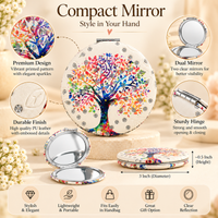 Anupam Colourful Blossom Tree Round Compact Round Pocket Mirror, Folding Dual Mirror for Handbag, Makeup & Travel, image 2