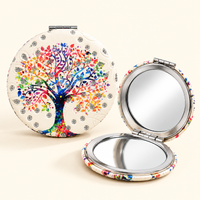 Anupam Colourful Blossom Tree Round Compact Round Pocket Mirror, Folding Dual Mirror for Handbag, Makeup & Travel, image 4