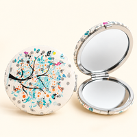 Anupam Pastel Tree of Life Round Compact Round Pocket Mirror, Folding Dual Mirror for Handbag, Makeup & Travel, image 4