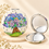 Anupam Purple Hydrangea Floral Round Compact Round Pocket Mirror, Folding Dual Mirror for Handbag, Makeup & Travel, image 1