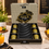 Anupam premium black and gold juice glass set with coasters gift box
