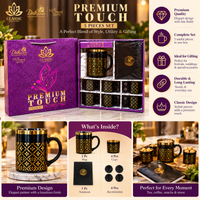 Anupam Premium Touch 5 piece ceramic mug set features and gift packaging