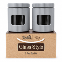 Anupam Rich Craft 2 piece grey storage jar set on white background