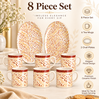 Anupam Rich Craft 8 piece ceramic tea and snack set features image