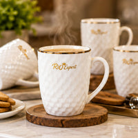 Anupam Rich Craft textured white ceramic mug set for tea and coffee