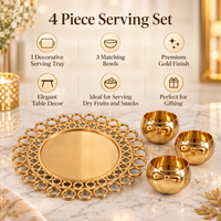 Anupam Rich Craft 4 piece golden serving set features