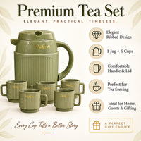 Anupam Rich Craft premium olive green tea set features image