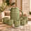Anupam Rich Craft olive green tea set with jug and six cups - main lifestyle view