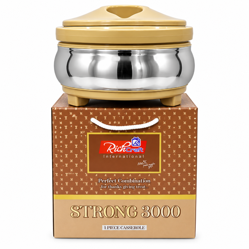 Anupam Richcraft Strong 3000 Premium Insulated Stainless Steel Casserole Hot Pot 3000 ml for Roti, Rice & Food Serving