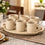 Anupam Royal Sip beige ceramic mug set with serving tray lifestyle view