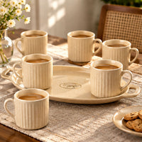 Anupam Royal Sip six ceramic mugs with serving tray lifestyle view