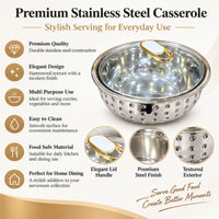 Anupam stainless steel casserole premium features and details