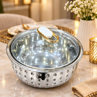 Anupam stainless steel casserole premium dining lifestyle image