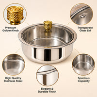 Anupam stainless steel casserole product features and details