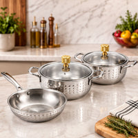 Anupam premium stainless steel cookware set kitchen view