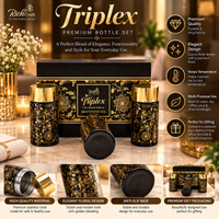 Anupam Triplex premium stainless steel bottle jar set with gold floral design