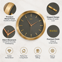 Anupam premium gold and charcoal wall clock features