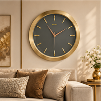 Anupam premium gold and charcoal wall clock in living room