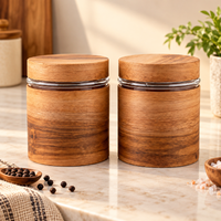 Anupam wooden storage jars set of 2 main lifestyle image