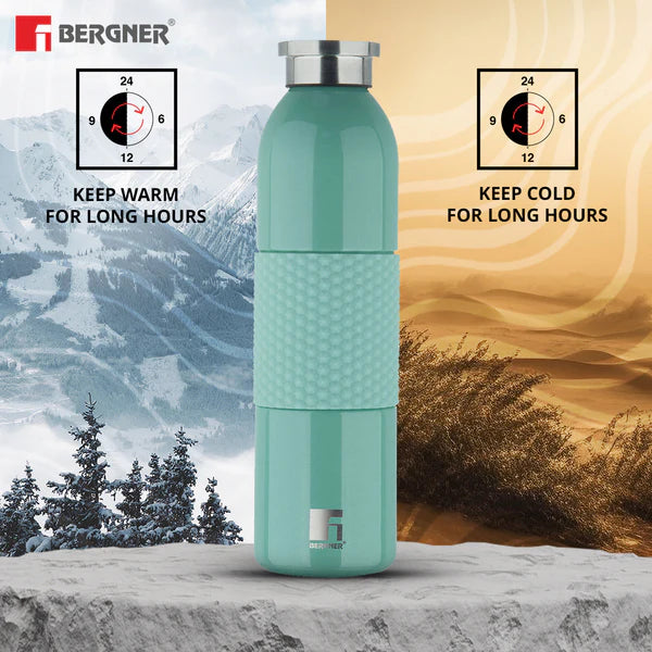 Bergner Walking Stainless Steel Vaccum Bottle 600ml, Green