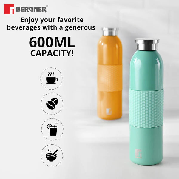 Bergner Walking Stainless Steel Vaccum Bottle 600ml, Green