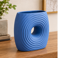 Anupam Premium Graceful Modern Blue Circular Pattern Ceramic Vase Without Flower Stick - Navy Blue (Pack of 1)