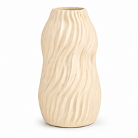 Anupam Cream Wavy Ceramic Flower Vase, White Black Cream Decorative Vase for Home Decor, Table Decor & Gifting