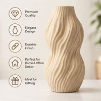 Anupam Premium Charming Beige Twisted Ribbed Ceramic Vase for Modern Home Decoration Gift Items - Flower Stick Not Included (Pack of 1)