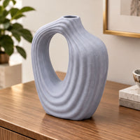 Anupam Premium Stunning Modern Lavender Sculptural Ceramic Vase with Abstract Design Without Flower Sticks - Pack of 1