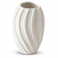 White Ribbed Ceramic Flower Vase, Multicolour Decorative Vase for Home Décor, Table Décor & Gifting
