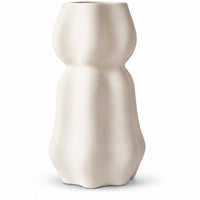 Anupam Premium Enchanting Modern White Hourglass Shape Ceramic Vase for Home Decor without Flower Stick