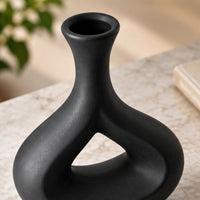 Black Hollow Ceramic Flower Vase, Black White Cream Decorative Vase for Home Décor, Table Décor & Gifting