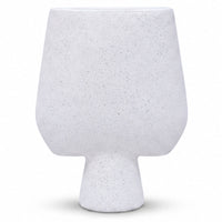 Anupam Premium Exquisite Modern White Speckled Ceramic Goblet Vase Without Flower Sticks for Home Decor Gift Items - Pack of 1