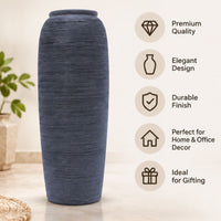 Tall Black Ceramic Flower Vase, Multicolour Textured Decorative Vase for Home Décor, Floor Decor & Gifting (Flower Stick Not Included)