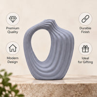 Modern Loop Ceramic Flower Vase, Black Grey White Decorative Vase for Home Décor, Table Décor & Gifting