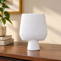 Teal Hollow Ceramic Flower Vase, White Cream Decorative Vase for Home Décor, Table Décor & Gifting