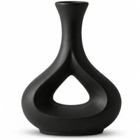 Anupam Premium Alluring Black Modern Loop Shape Ceramic Vase for Home Office Decor Without Flower Sticks - Pack of 1