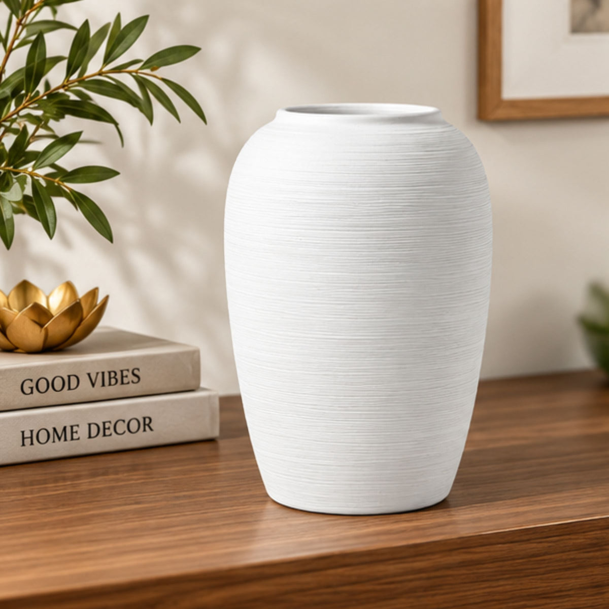 White Swirl Ceramic Flower Vase, White Black Cream Decorative Vase for Home Décor, Table Décor & Gifting